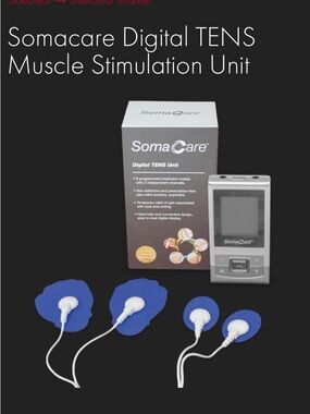 SomaCare Digital TENS Muscle Stimulation Unit - Gray with Blue Electrodes